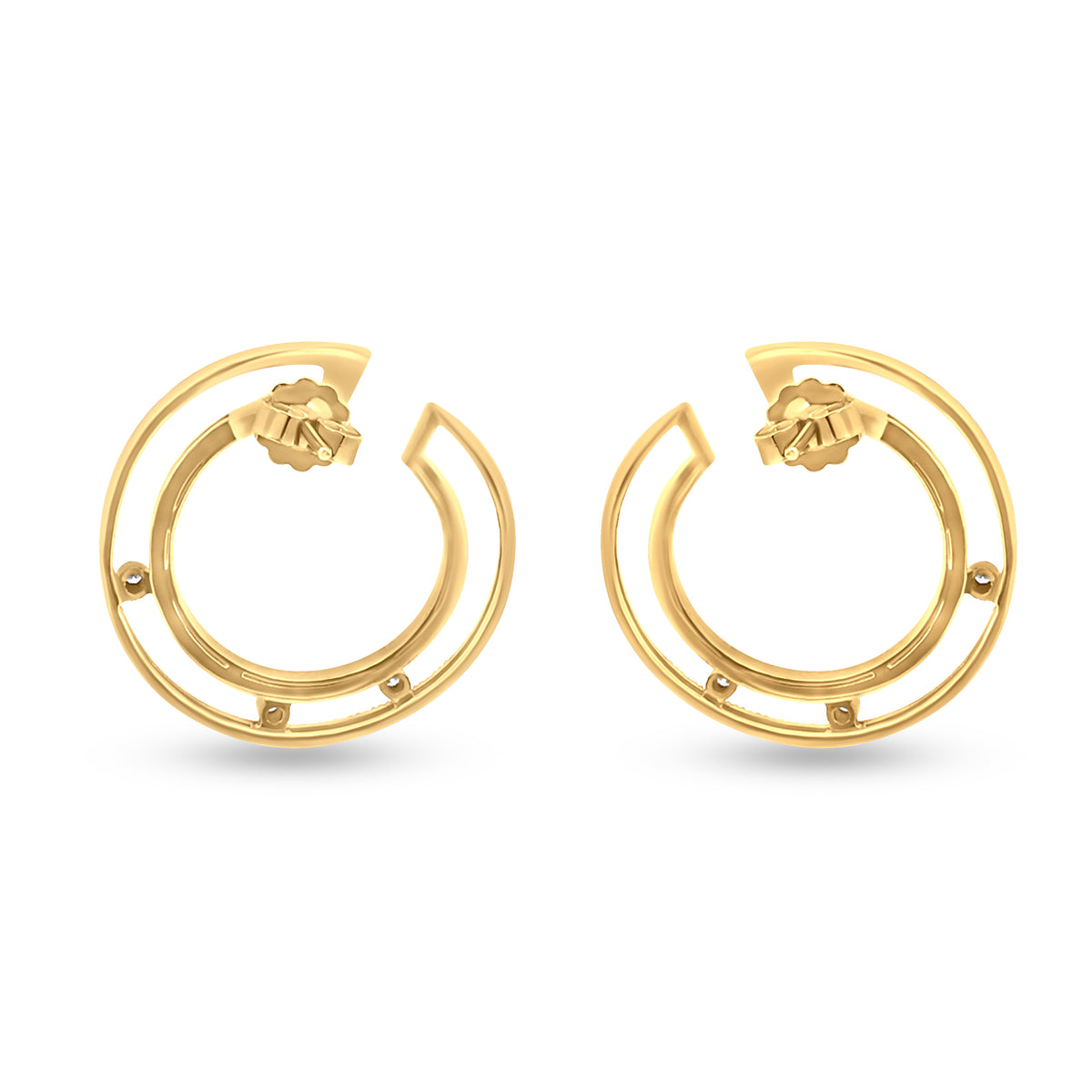 18K Yellow Gold Diamond Hoop Earring