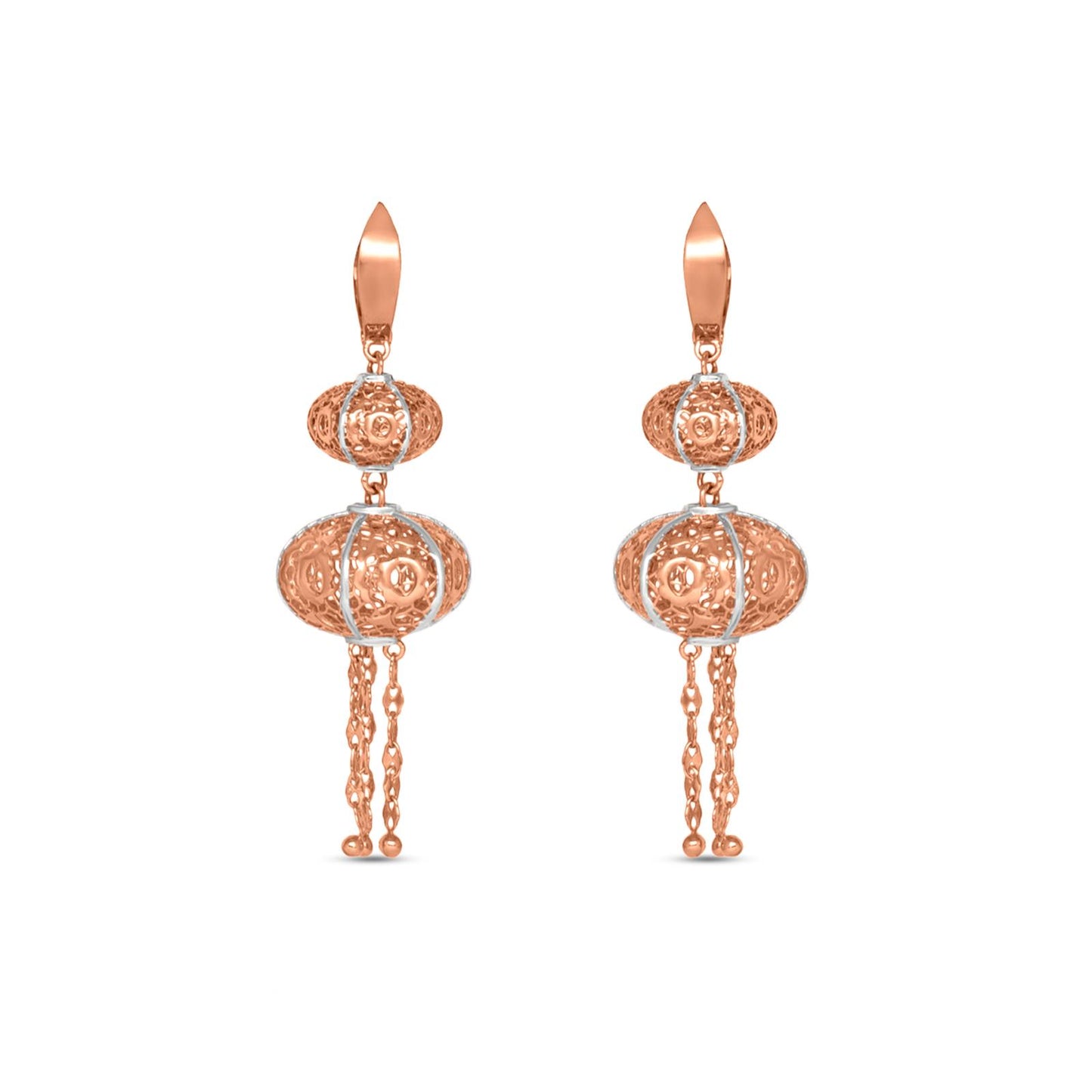 Freya Trio Drop Earrings In 14K Rose Gold