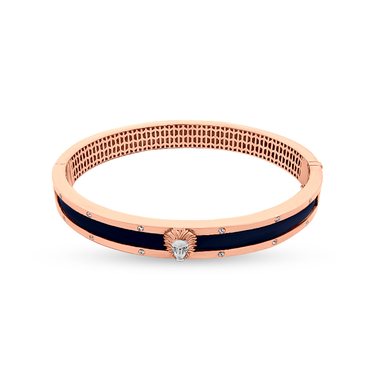 Siddharth 18K Rose Gold Gents Bracelet with Blue Enamel Lion Motif