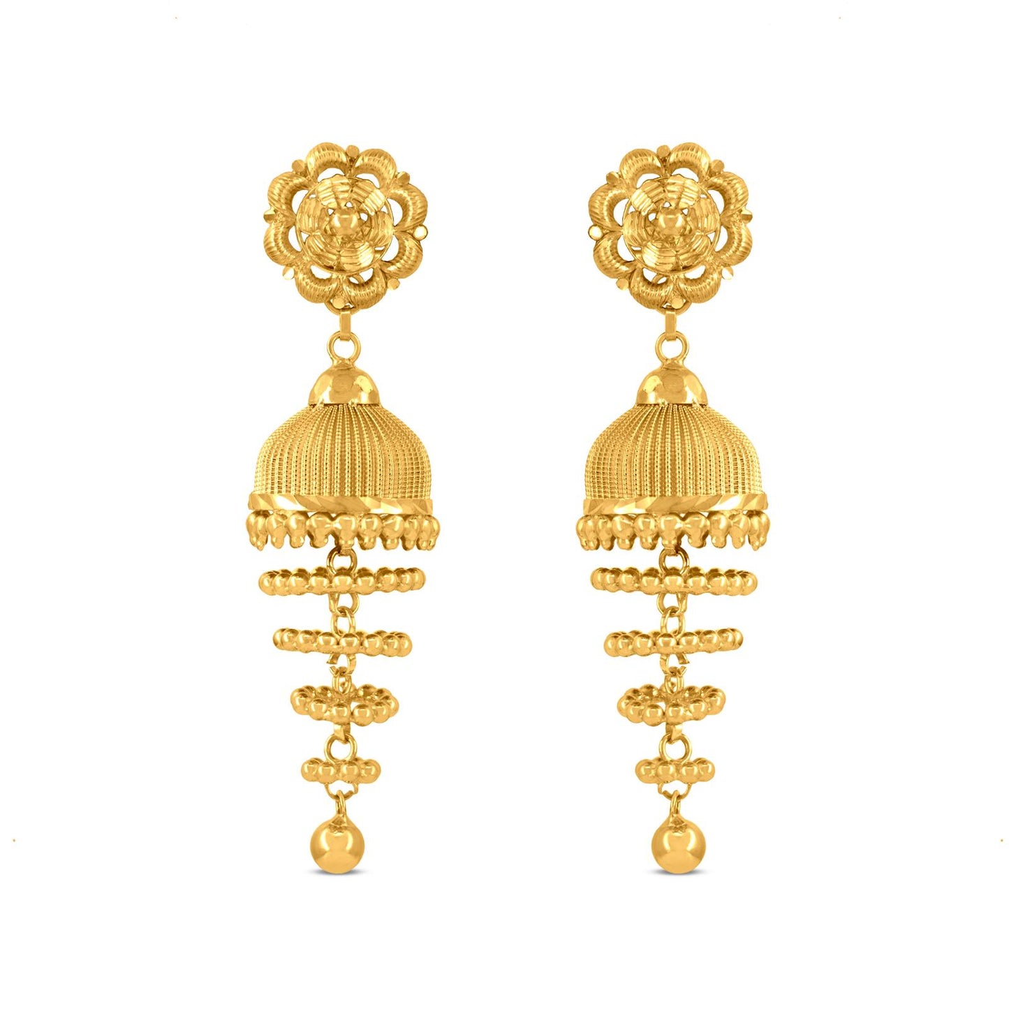 Step Jhumka Earring In 22K Gold