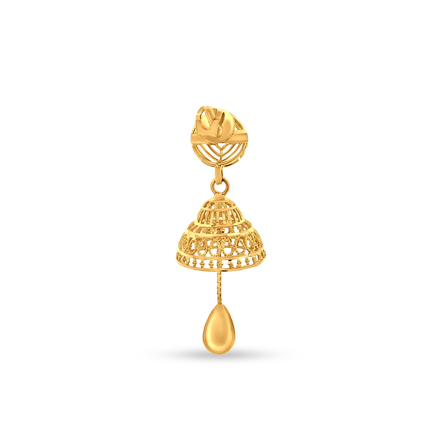 22K Gold Dome Jhumkas with Hanging Trinket