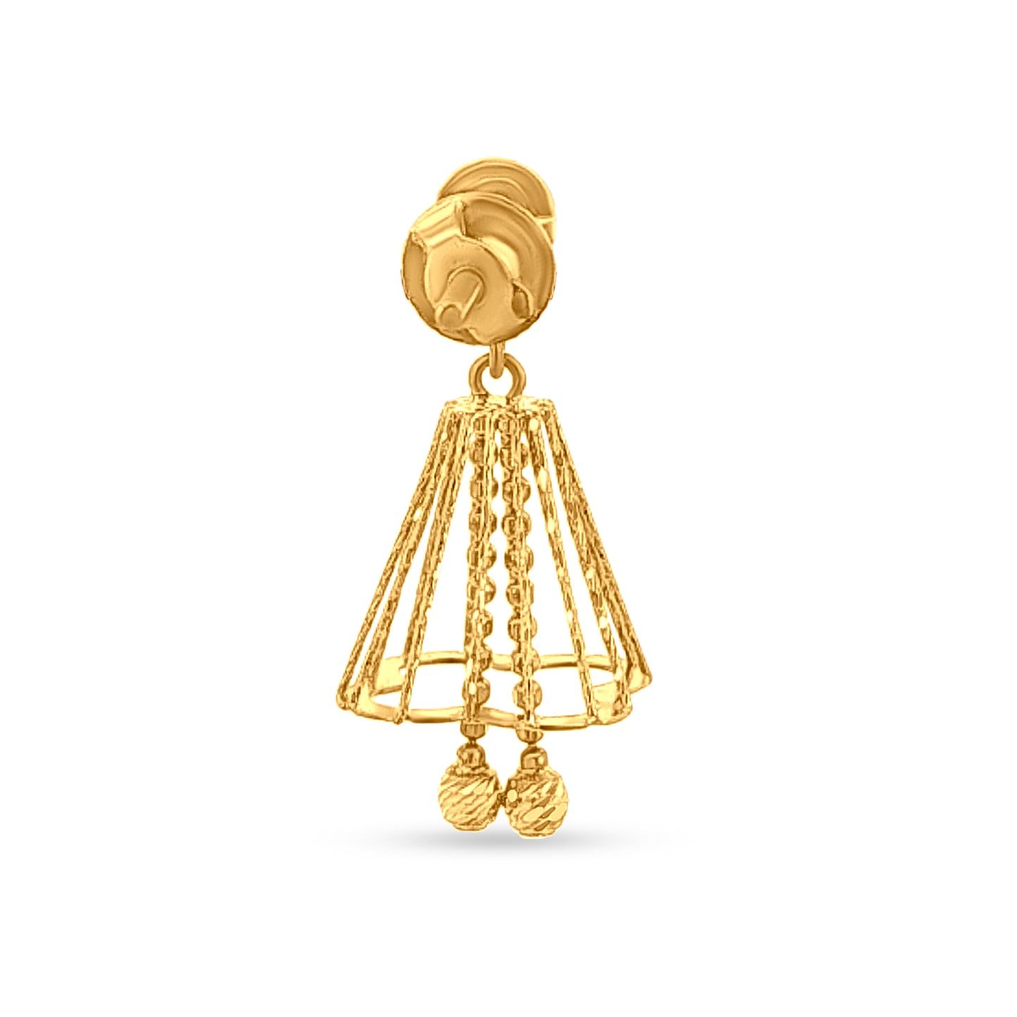 22K Gold Hanging Bell Jhumkas with Trinklets