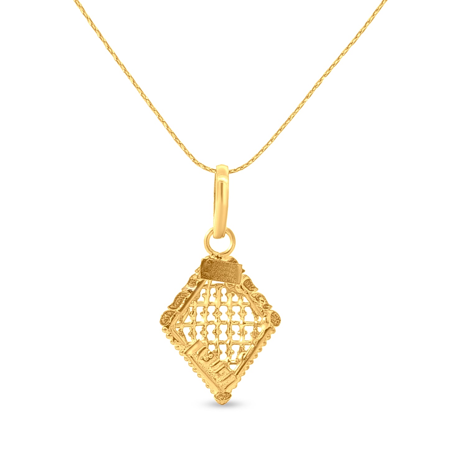 22K Gold Traditional Pendant with Intricate Net Work