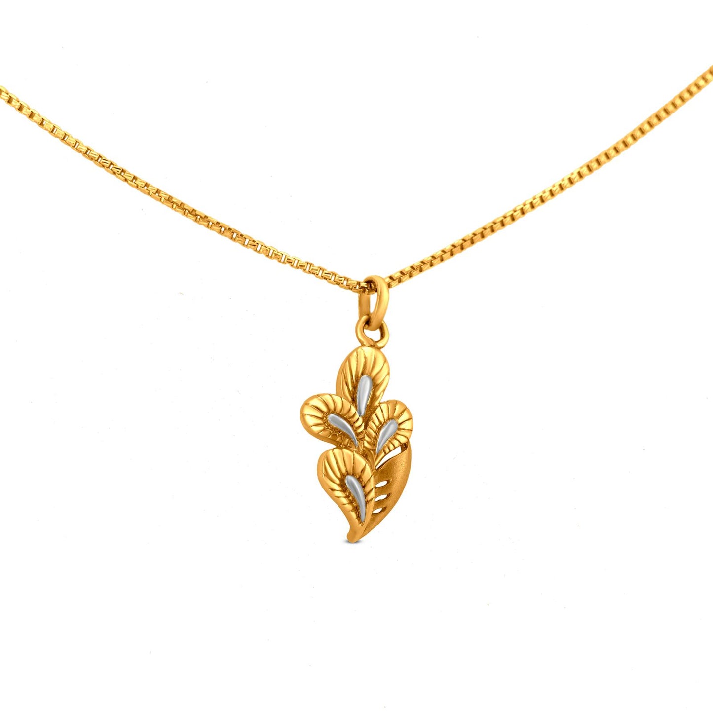 Leaf Locket In 22K Gold With Rhodium