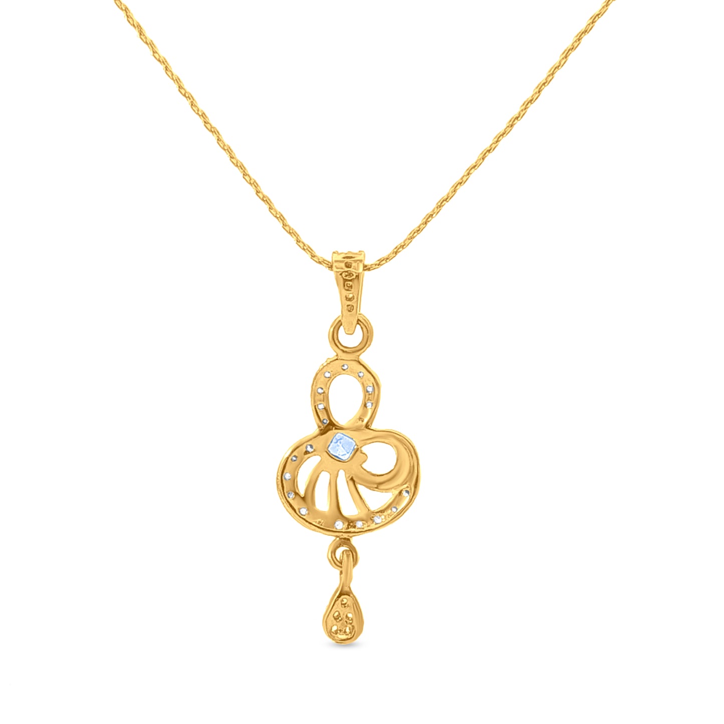 Neelamukta: 22K Yellow Gold Trendy Pendant with Blue Round Stone