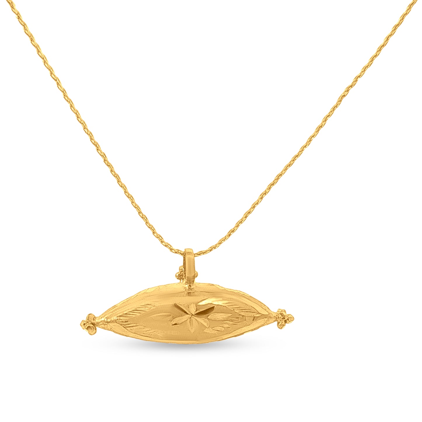 22K Yellow Gold Jitiya Pendant with Embossed Flower Motif