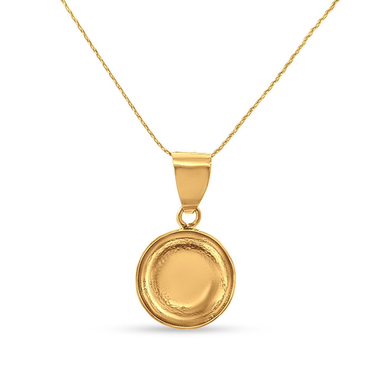 22K Gold Intricate Round Button Pendant with Partly Rhodium