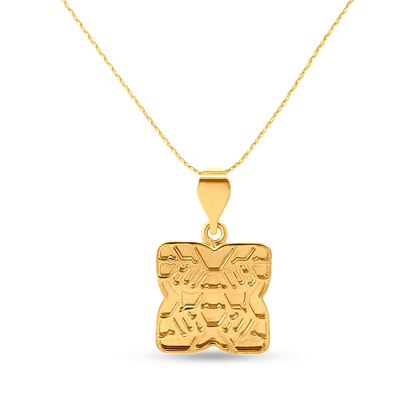 Chitramaya: 22K Yellow Gold Square Pendant For Girls And Women
