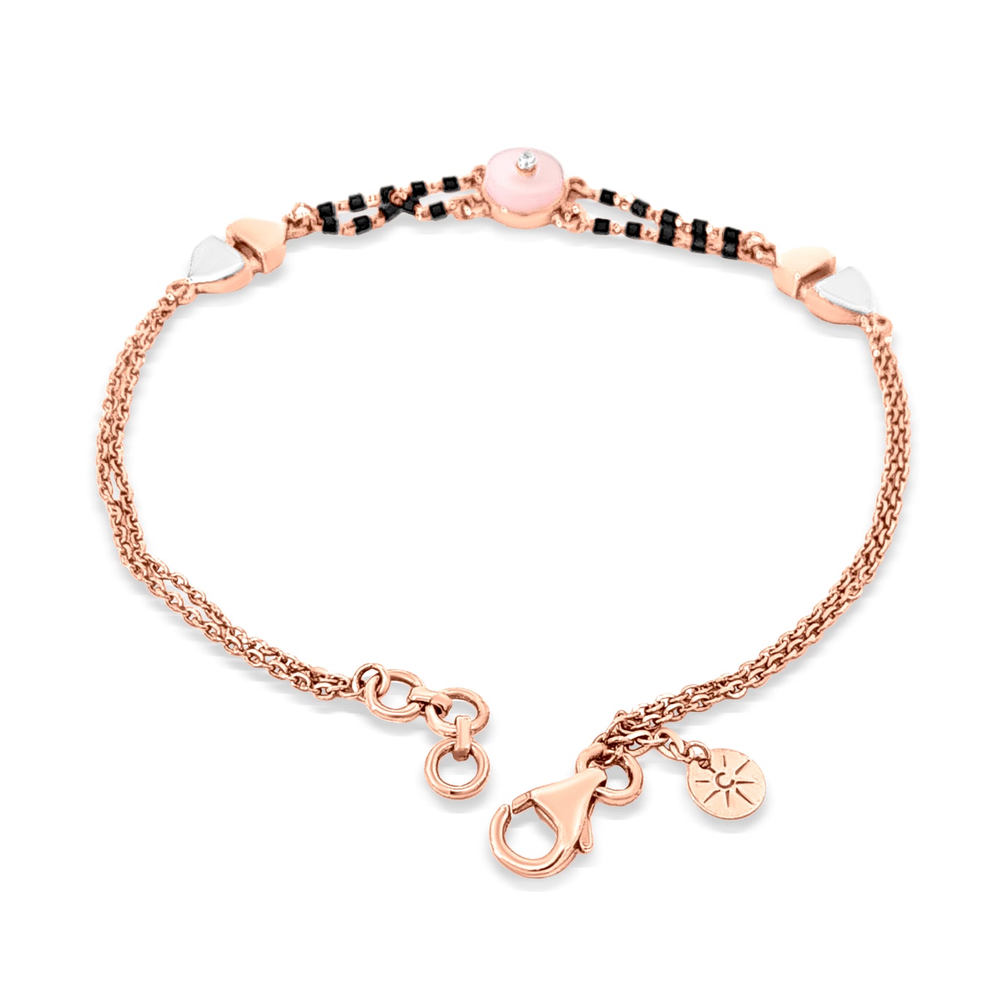 Rosys Affection: 18k Rose Gold Black Moti Bracelet
