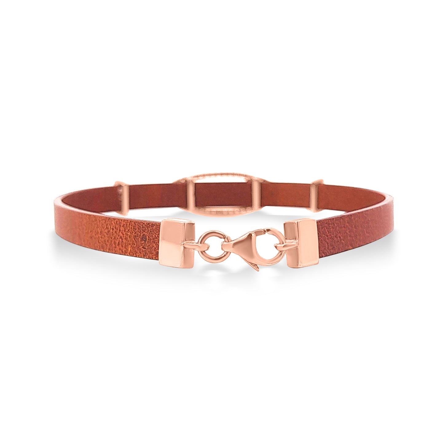 18k Rose Gold Contemporary Leather Bracelet