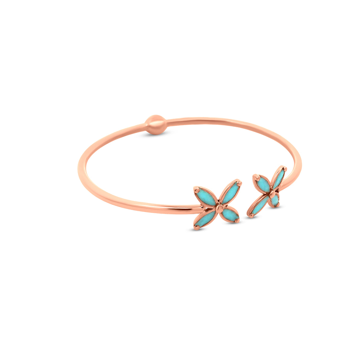 18k Rose Gold Turquoise Enamel Cuff Bangle - A Statement Piece for Any Occasion
