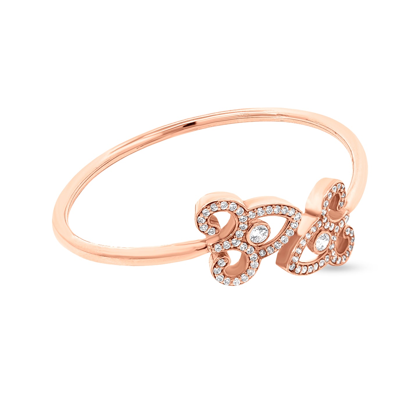 18K Rose Gold Diamond Cuff Bangle