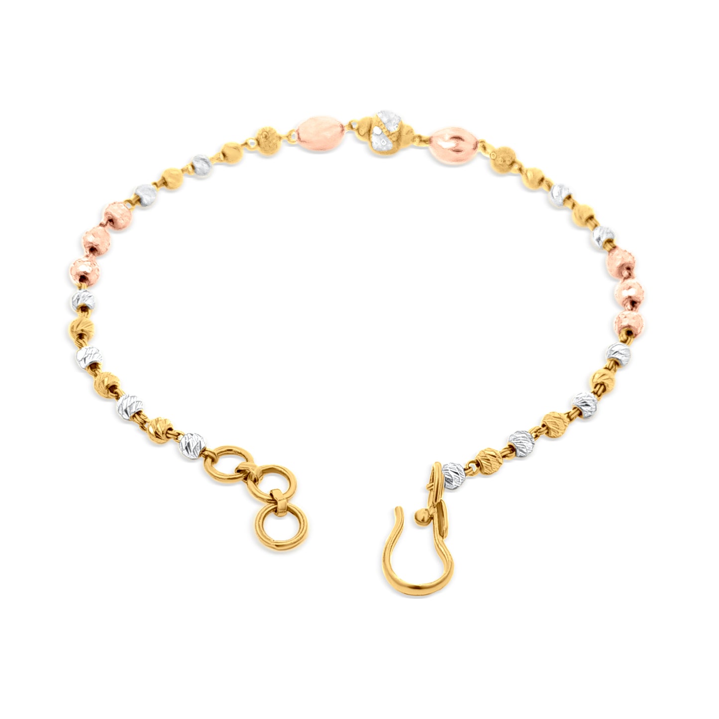 22k Tricolor Gold Beads Bracelet