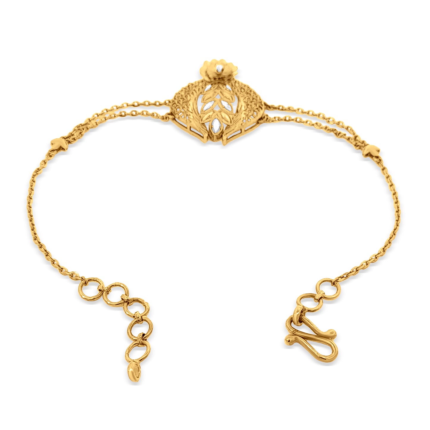 Aanyas Radiance: 22k Yellow Gold Double String Chain Bracelet