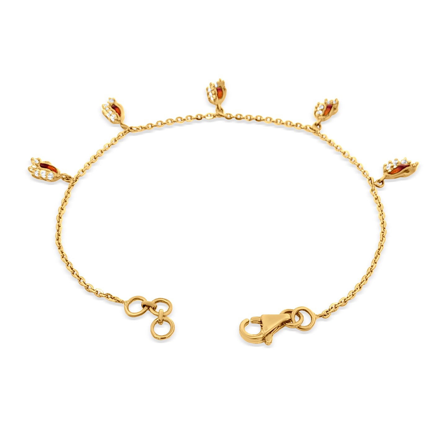 22k Gold Charm and Chain Bracelet