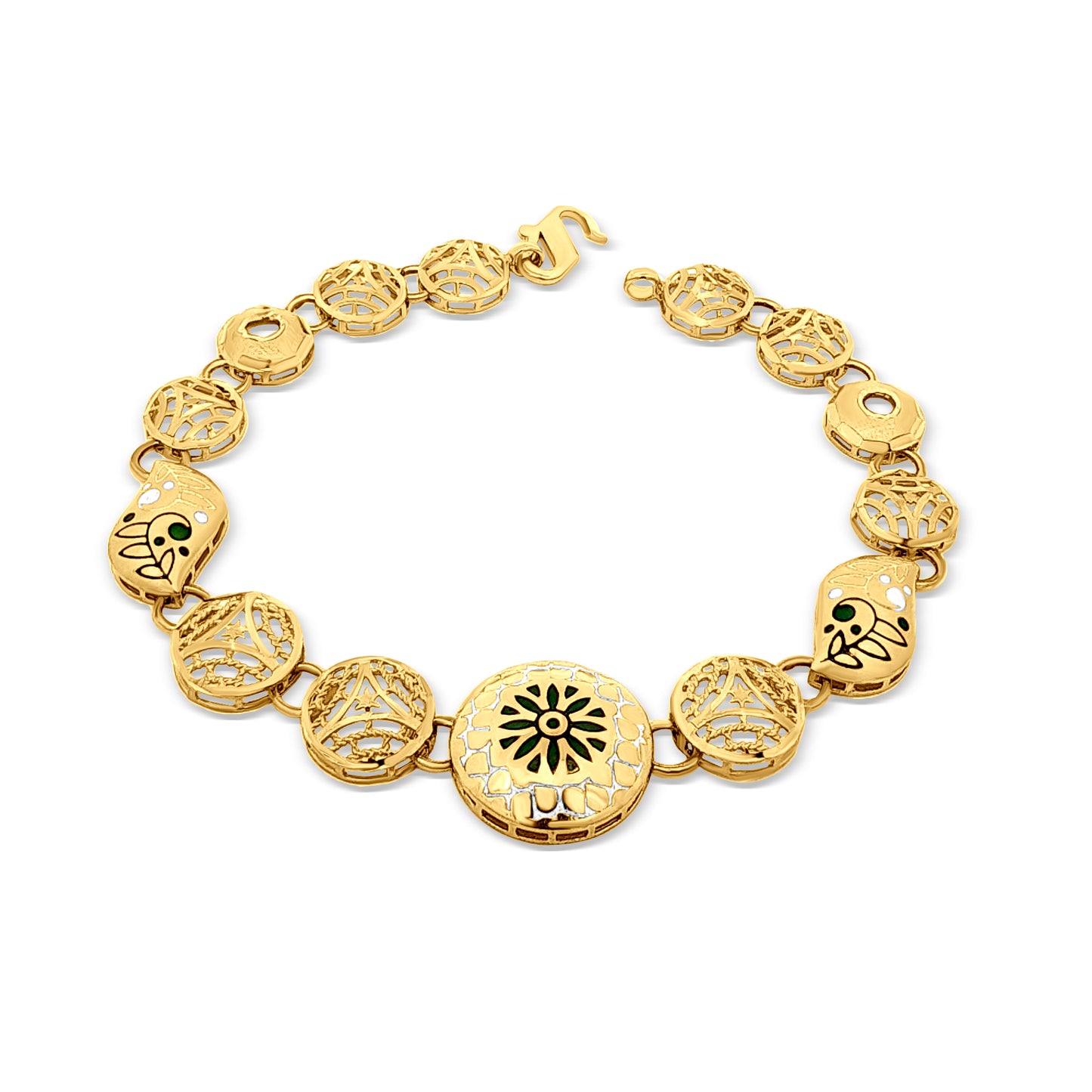 Diya 22K Yellow Gold Textured Charms Bracelet