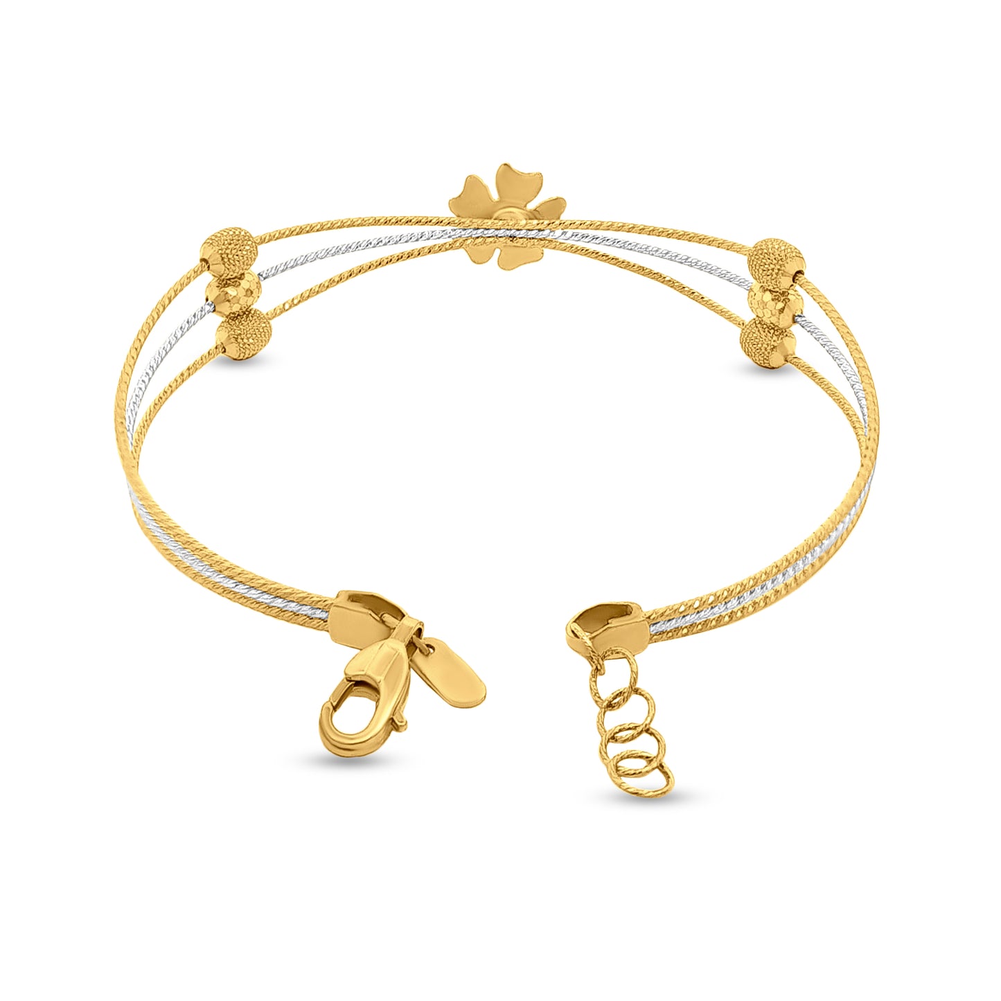 Ishani 22K Yellow and White Gold Multi-Strand Floral Bangle
