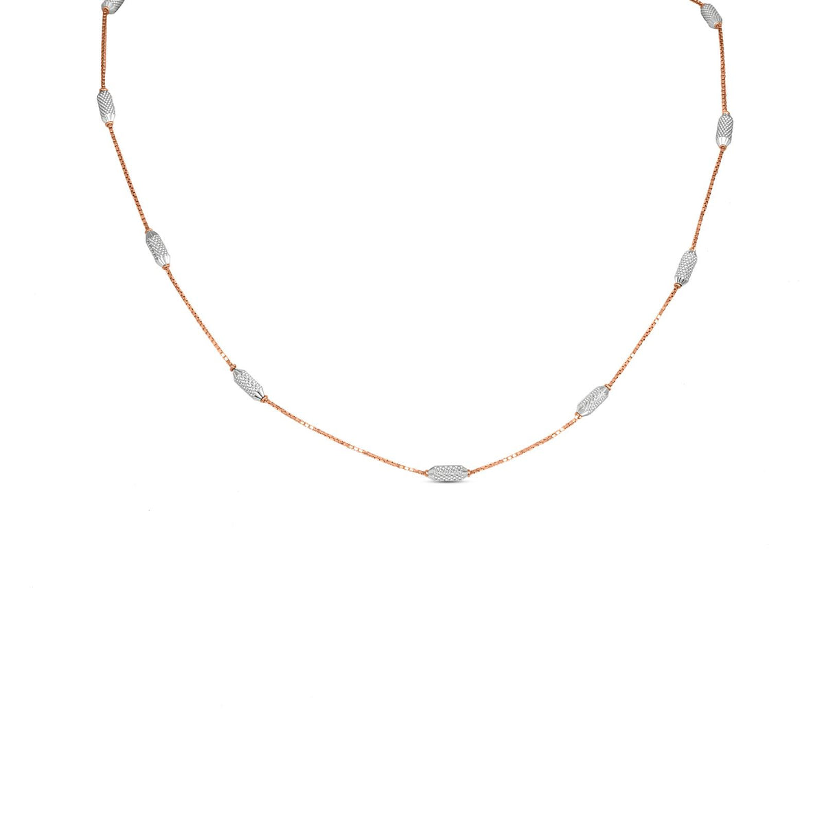 Italian Beaded Chain In 18K Gold With Rhodium