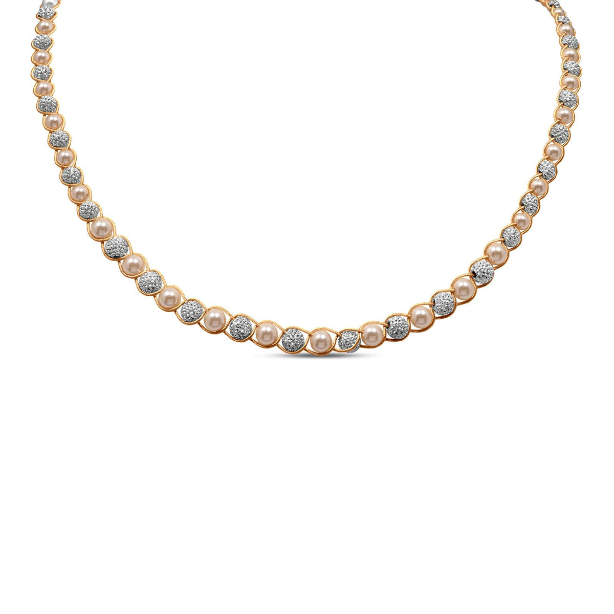 Pearl Station Chain In 18K White And Yellow Gold