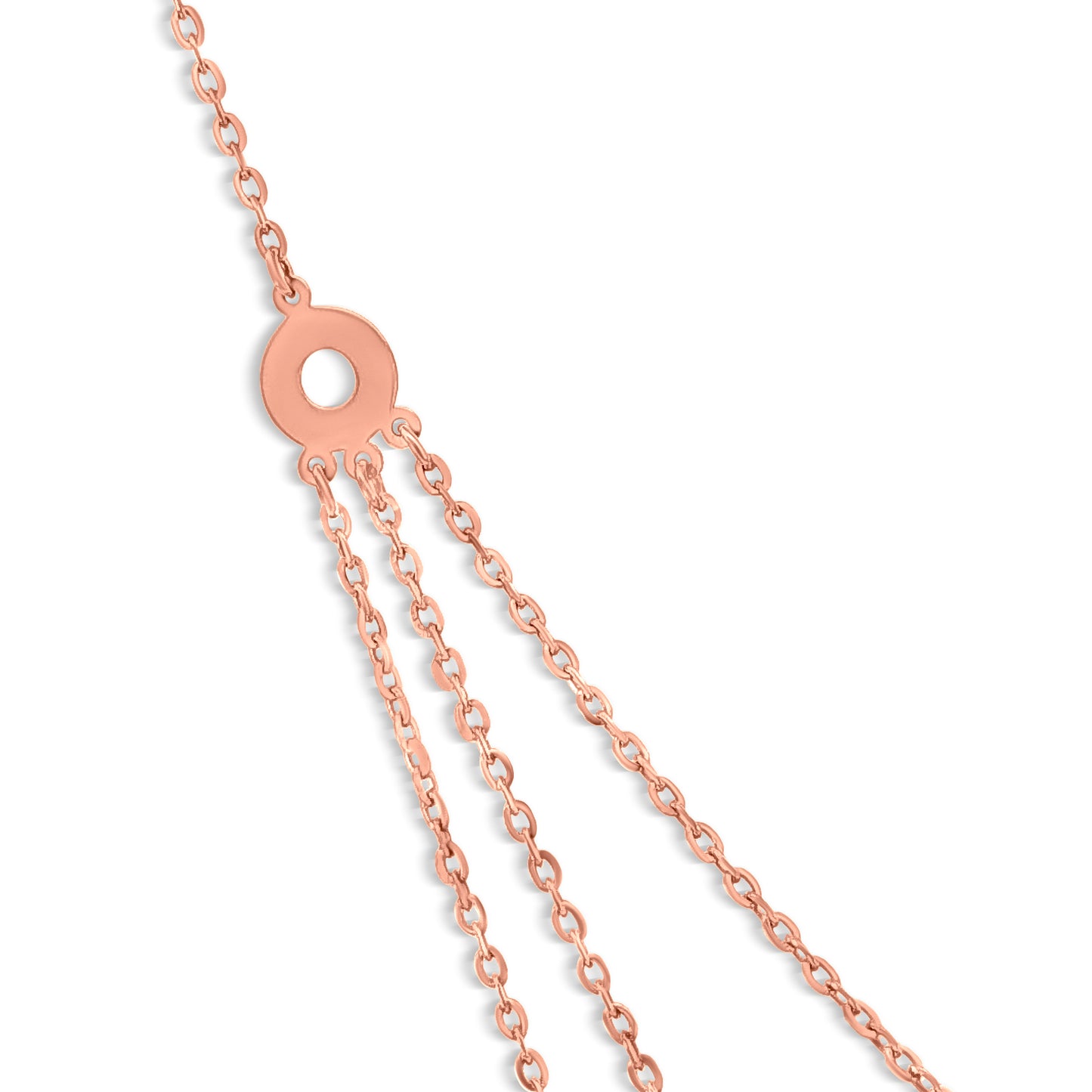 18K Rose Gold Triple String Necklace with Partly Rhodium