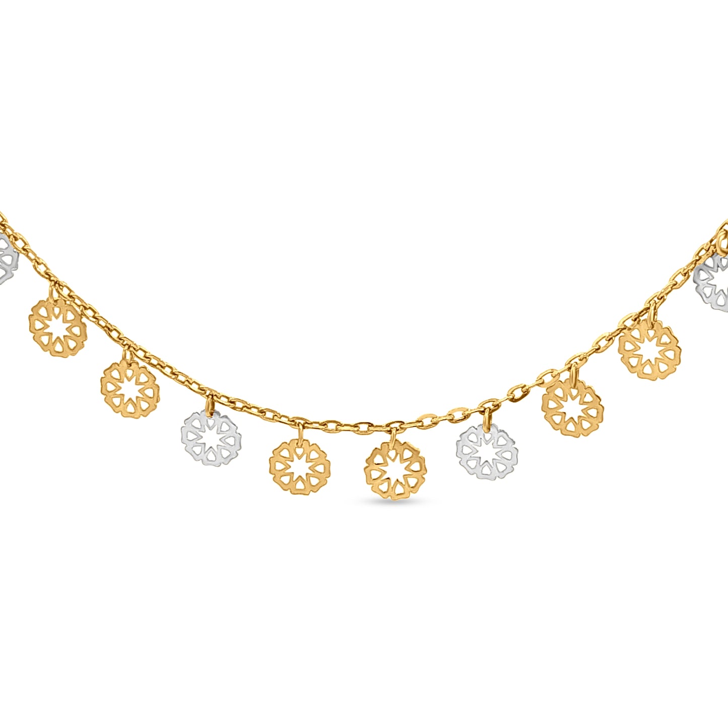 Kadamba 18K Yellow and White Gold Round Charm Necklace