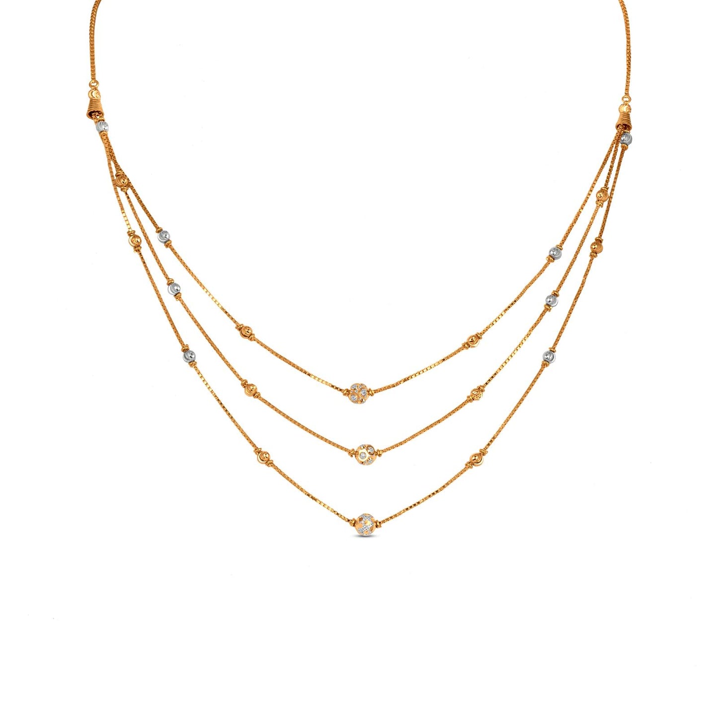 Layered Chain In 22K Gold With Rhodium