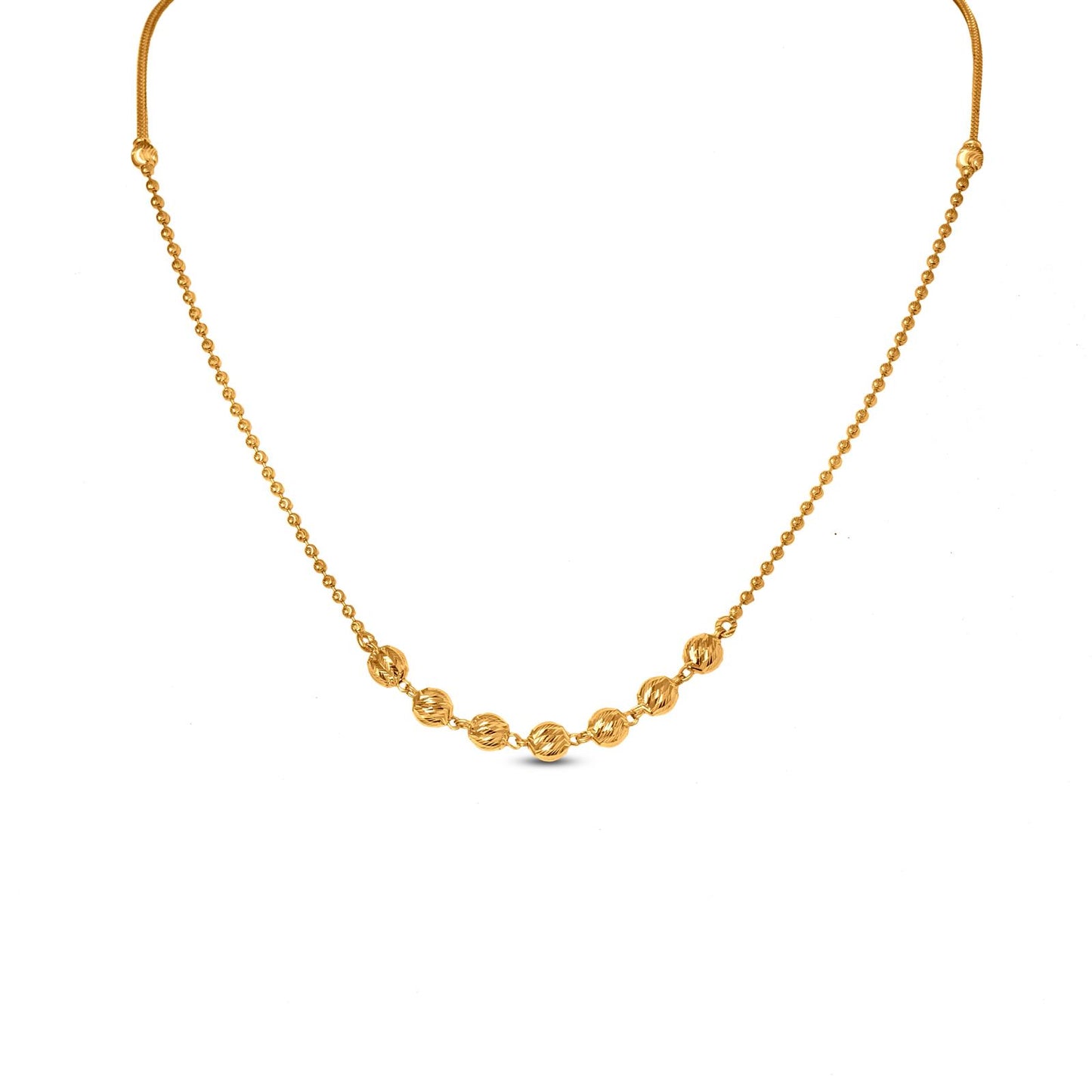 Textured Bead Chain In 22K Gold
