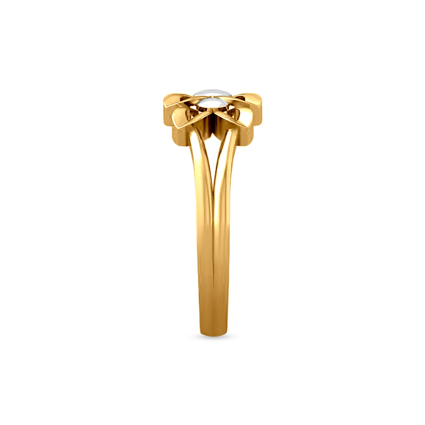 Ehsaas: 22K Yellow Gold Designer 3D Flower Ring