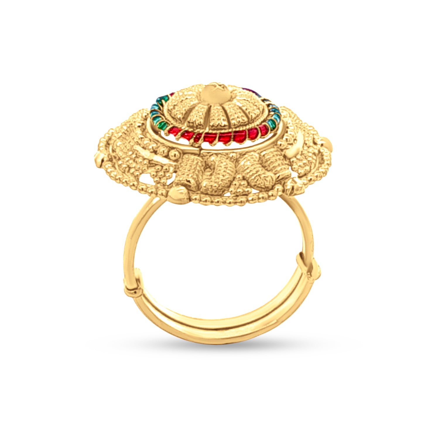 22k Gold Antique Filigree Work Stone Ring