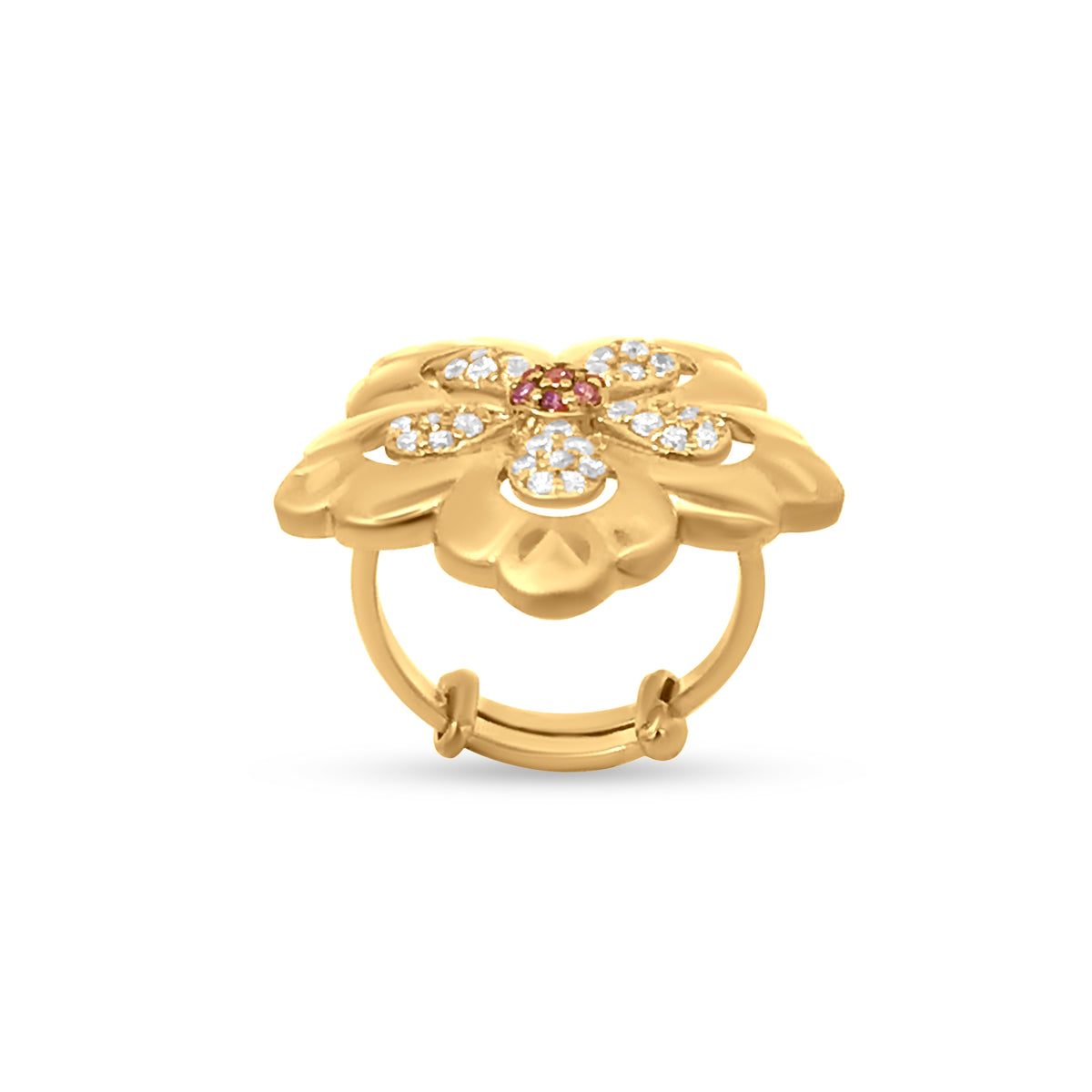 22K Yellow Gold Fancy Cubic Zirconia Daisy Ring