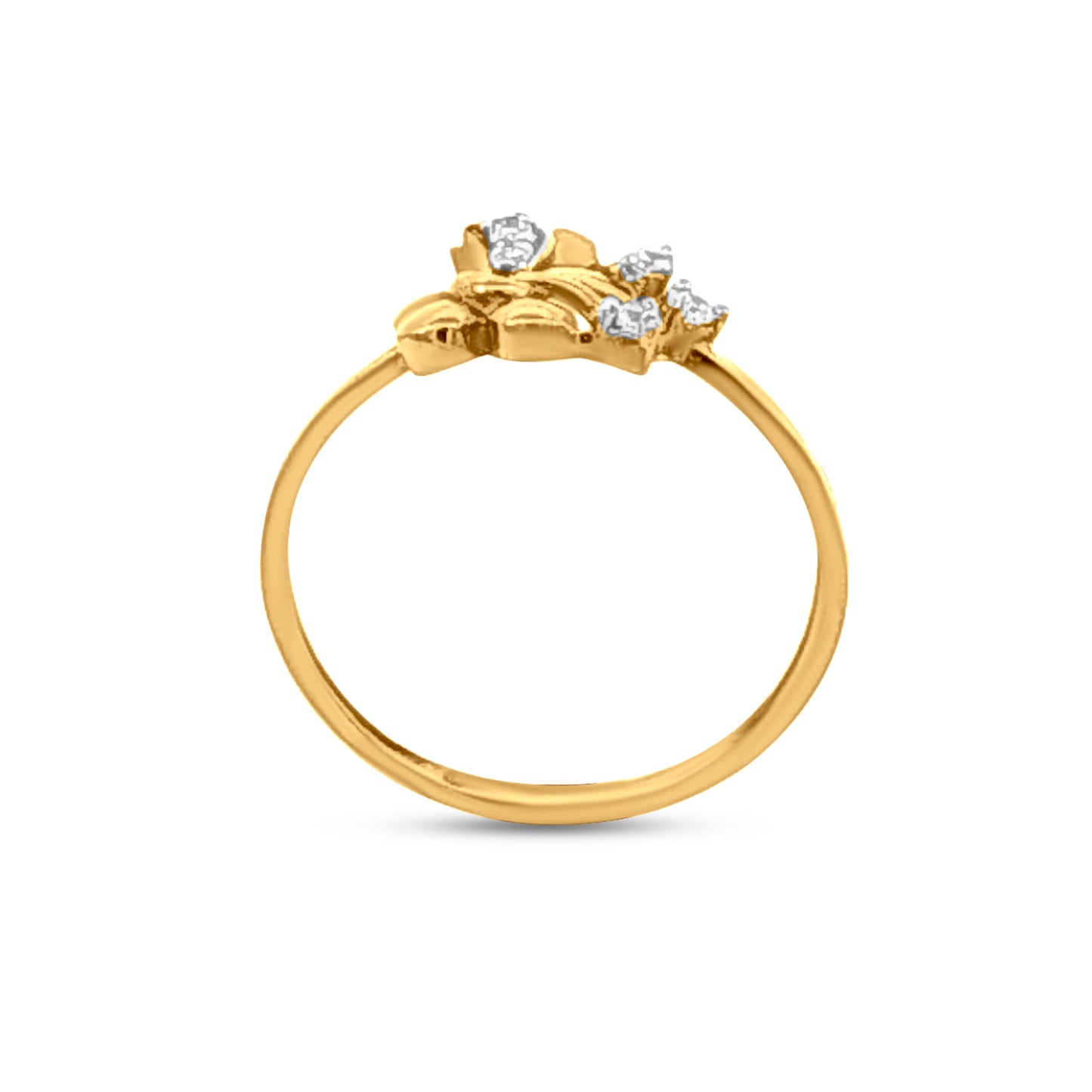 Pushpita Radiant 22K Yellow Gold Engagement Ring with Floral Motif