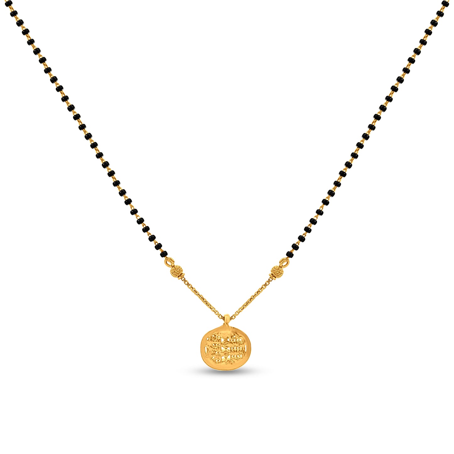 22K Gold Hanging Coin Mangalsutra with Black Onyx