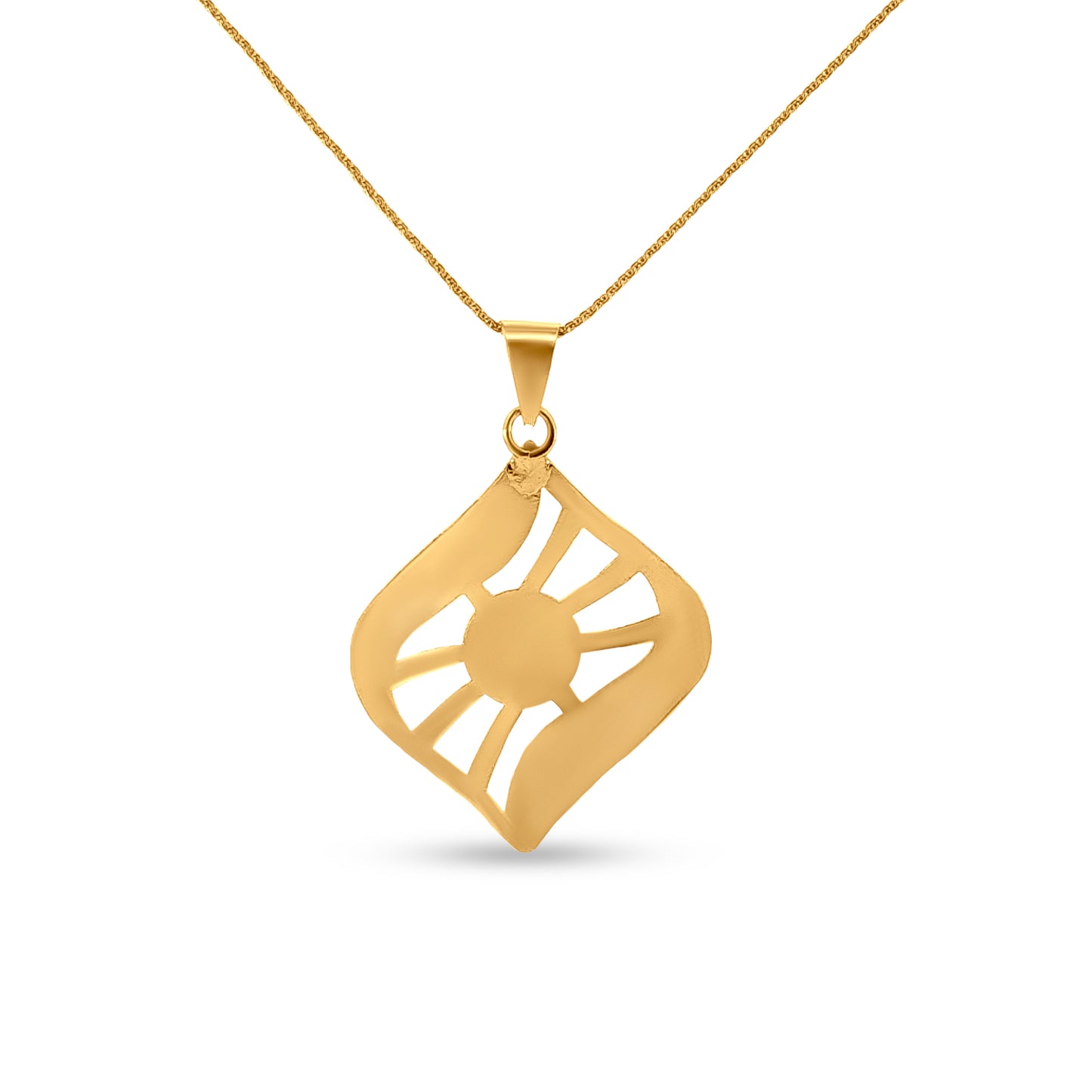Alankriti: 22K Yellow Gold Designer Pendant and Earring Set