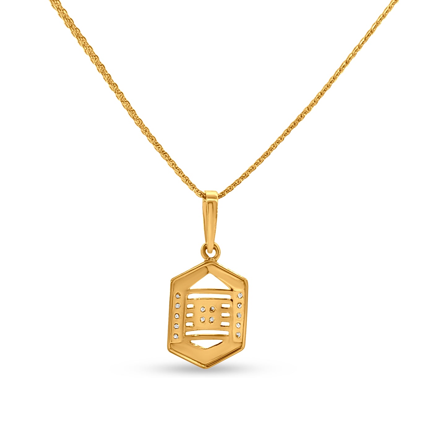 Vedahi: 22K Yellow Gold Trendy Pendant Necklace and Earring Set