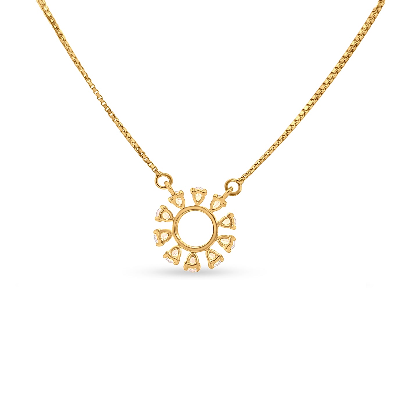 Flora Radiance: 18k Yellow Gold Floral Pendant & Earring Set