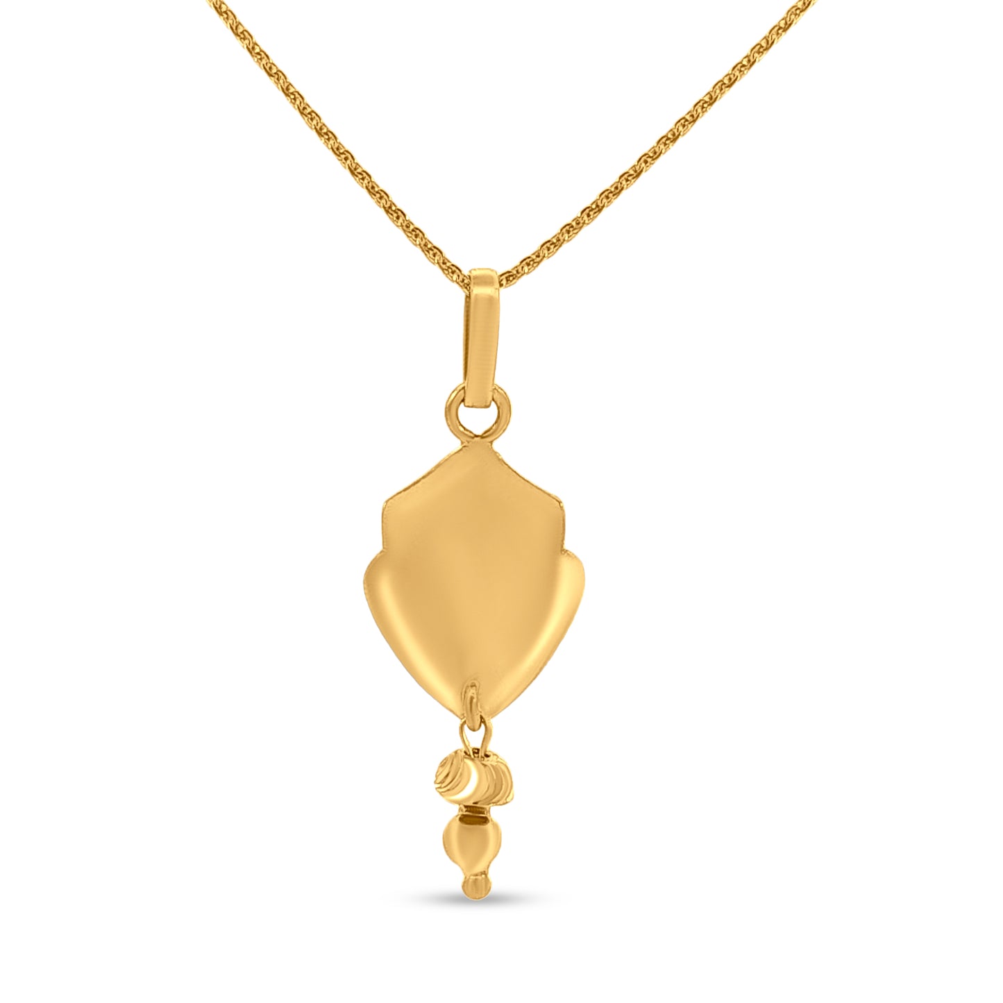 Suvarna Kanchi: 22K Yellow Gold Designer Drop Pendant and Earring Set