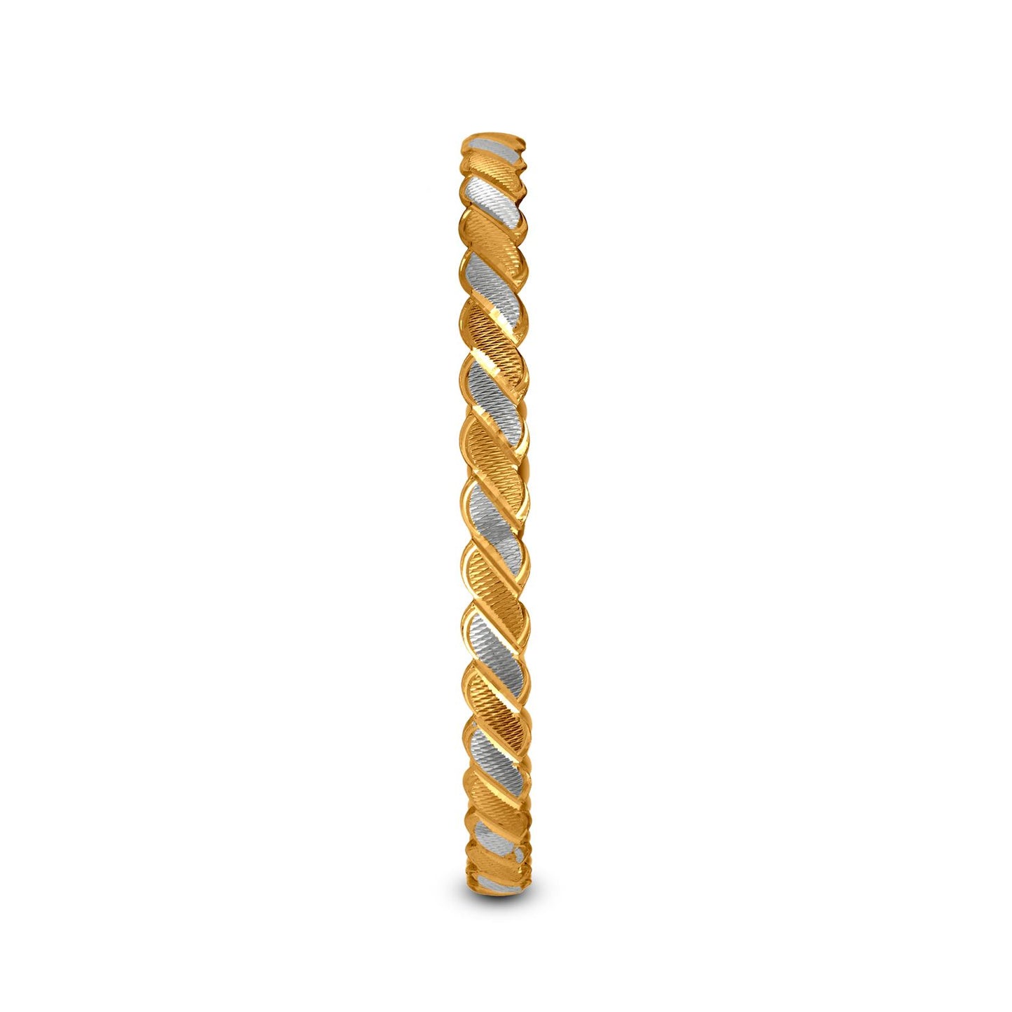 Textured Bangle Set In 22K Gold With Rhodium