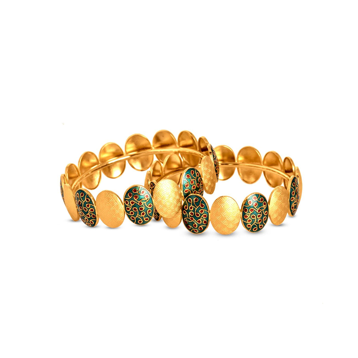 Riva Bangle Set In 22K Gold With Enamel