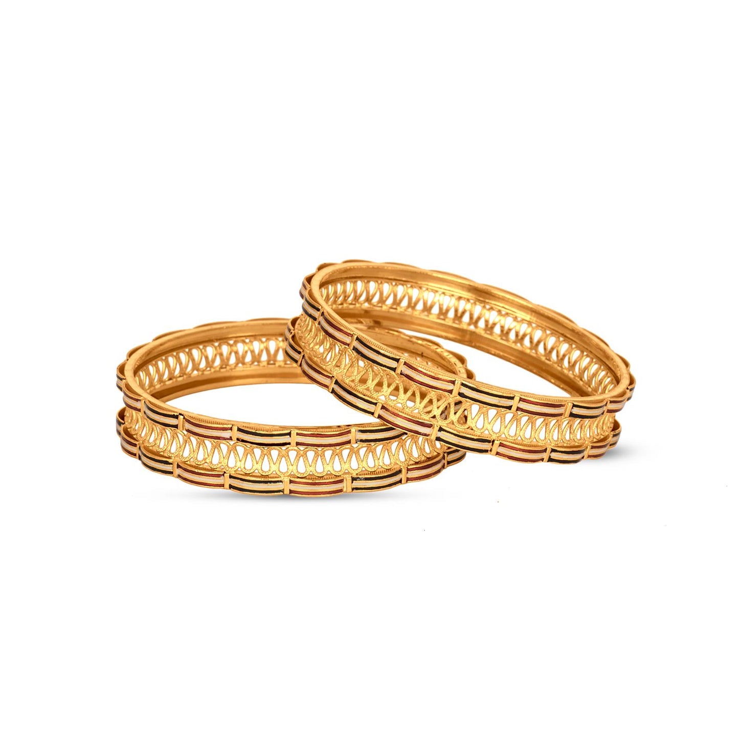 Ashna Bangle Set In 22K Gold With Enamel