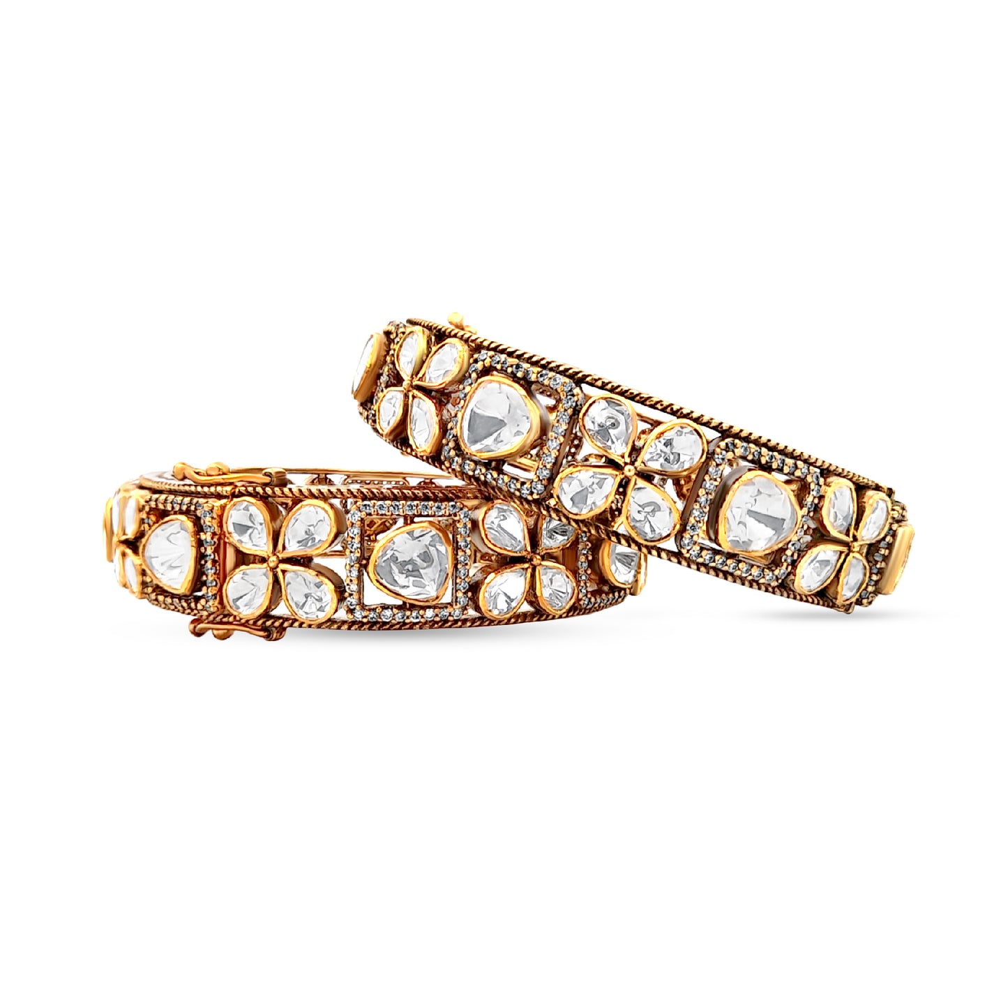 Elegant 925 Silver Kundan Openable Bangle