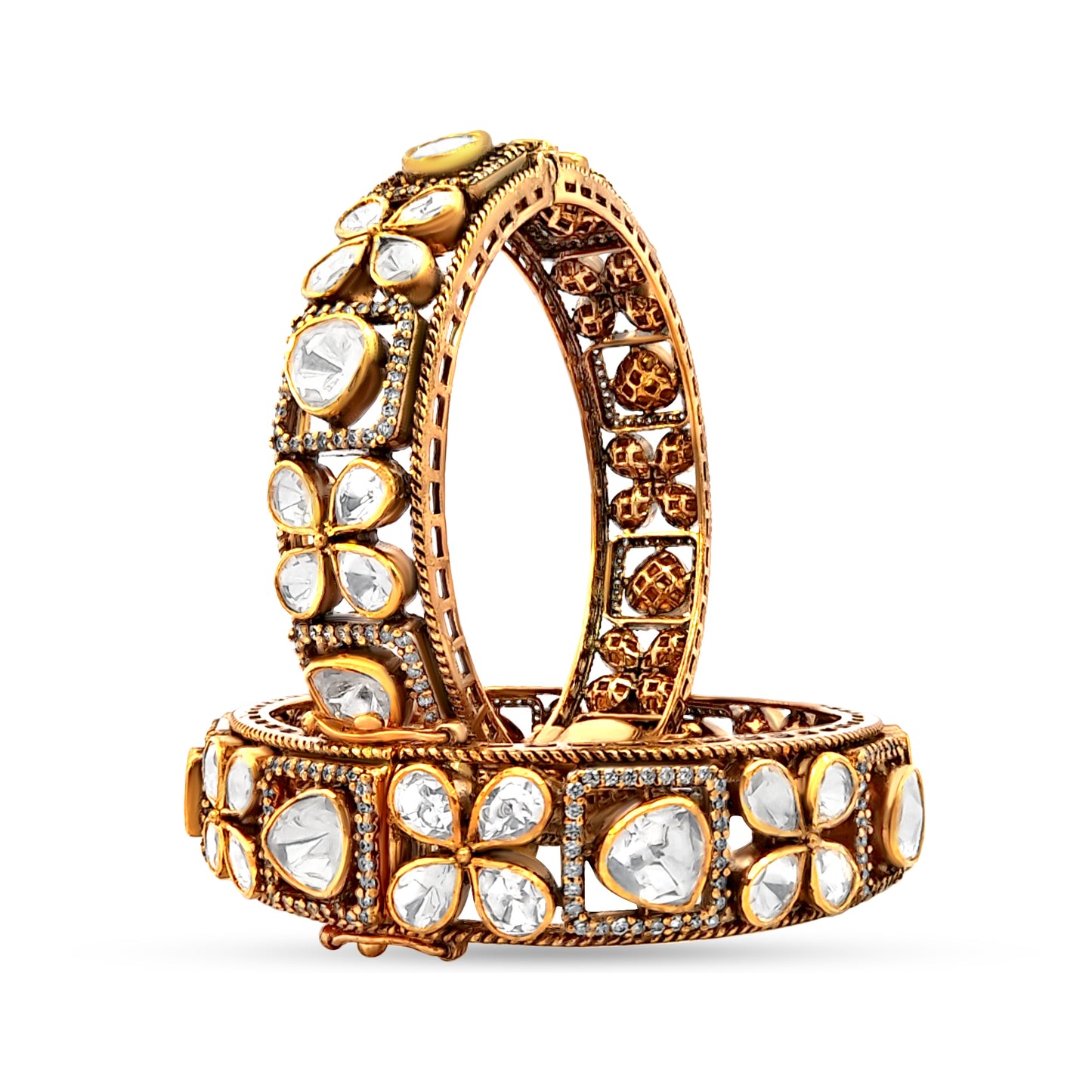 Elegant 925 Silver Kundan Openable Bangle