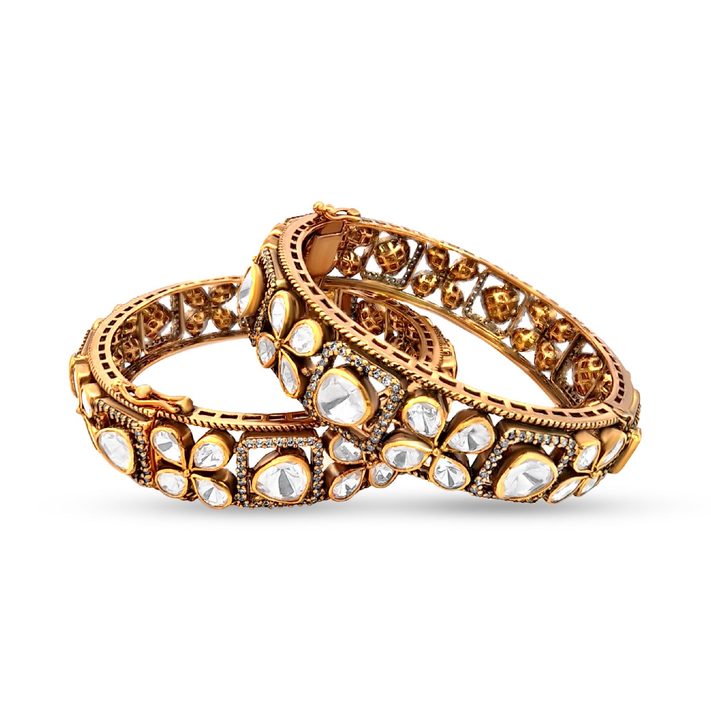Elegant 925 Silver Kundan Openable Bangle