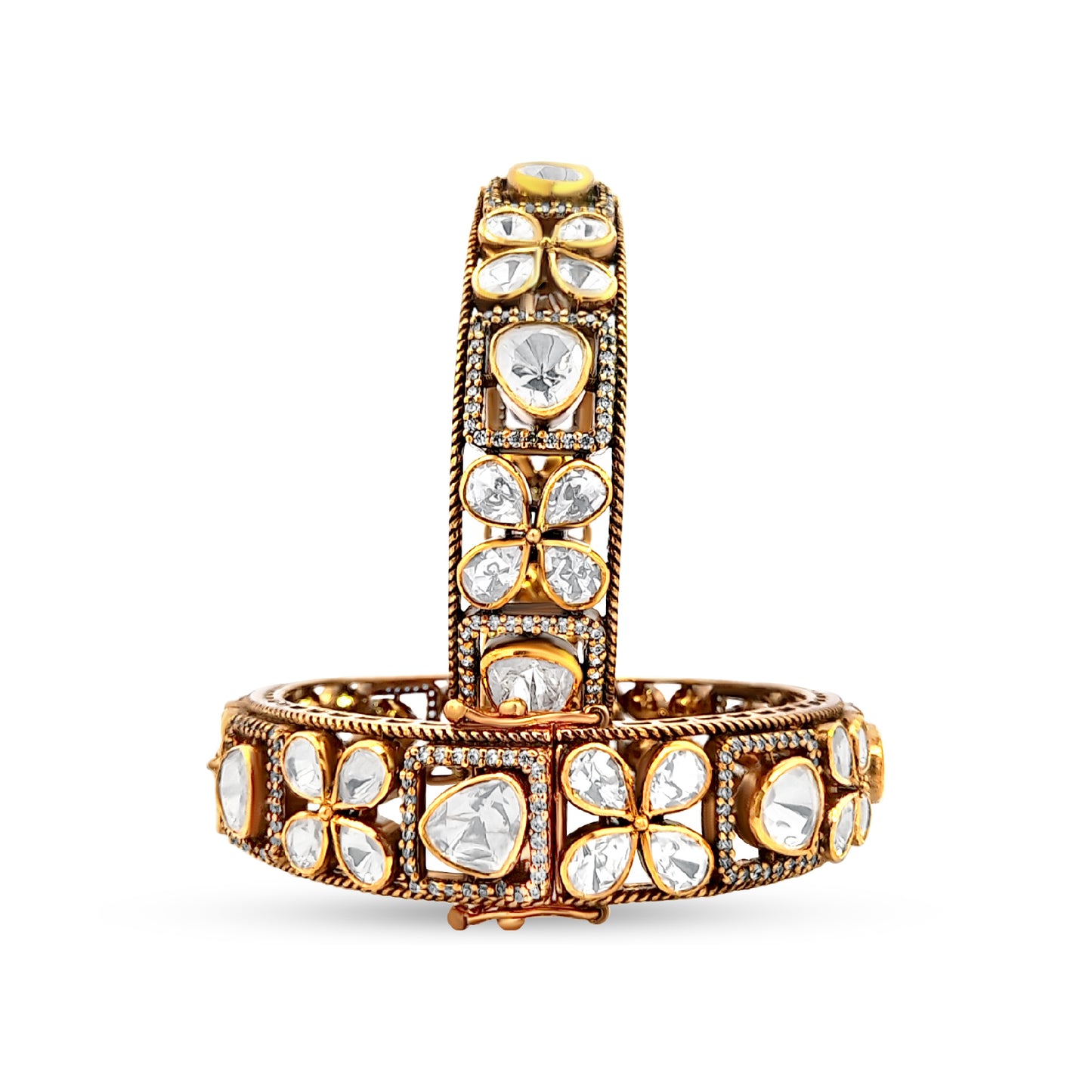 Elegant 925 Silver Kundan Openable Bangle