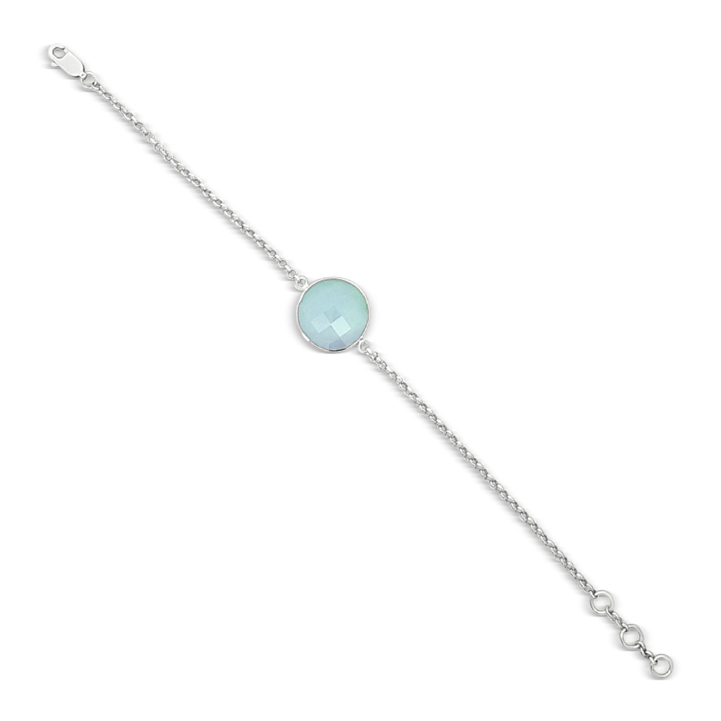 Sterling Silver Bracelet with Baby Blue Stone