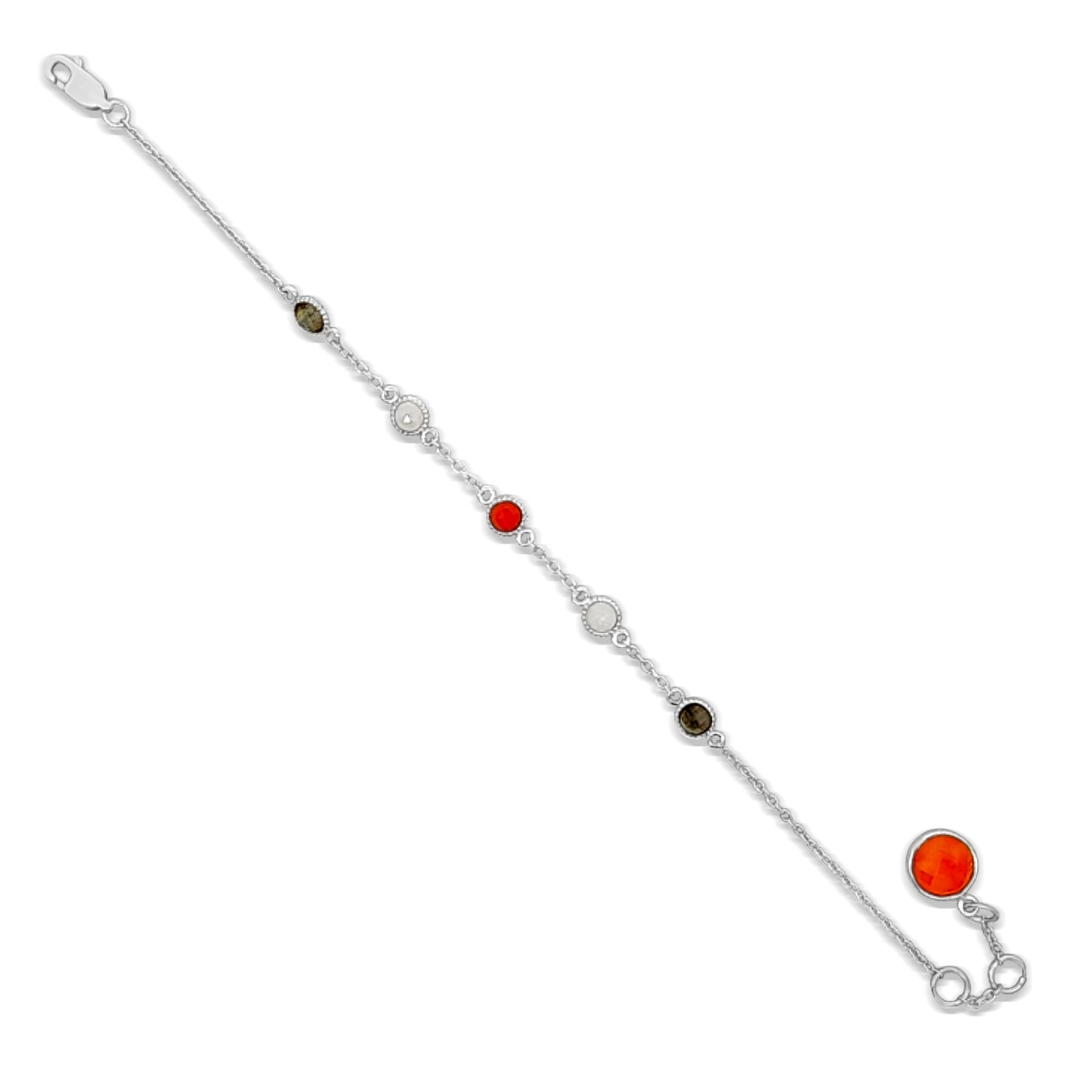 Sterling Silver Bracelet with Colorful Stones