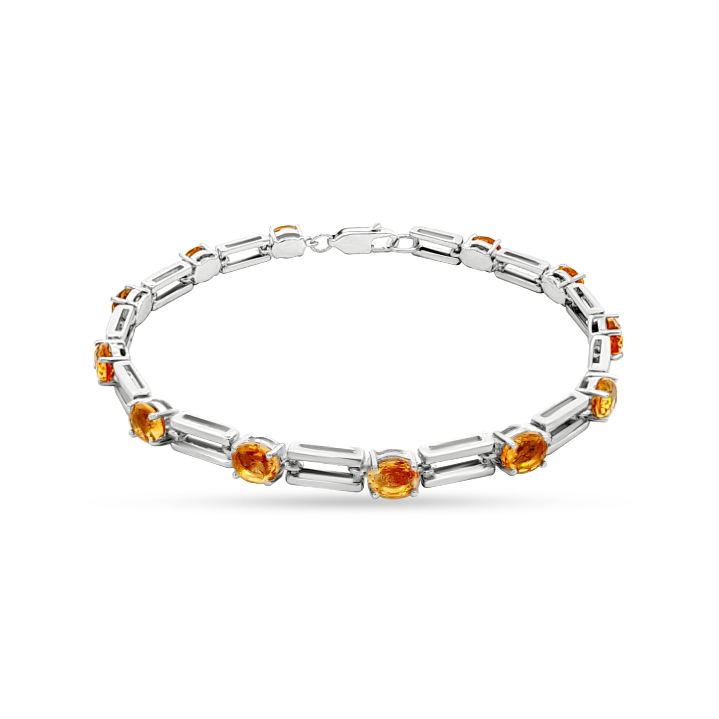 Sterling Silver Bracelet with Oval Yellow Stone