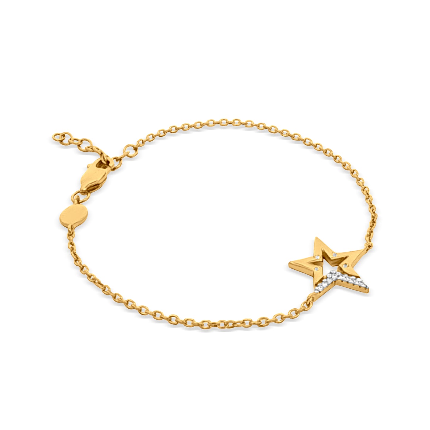 Sterling Silver Gold-Tone Star Motif Bracelet
