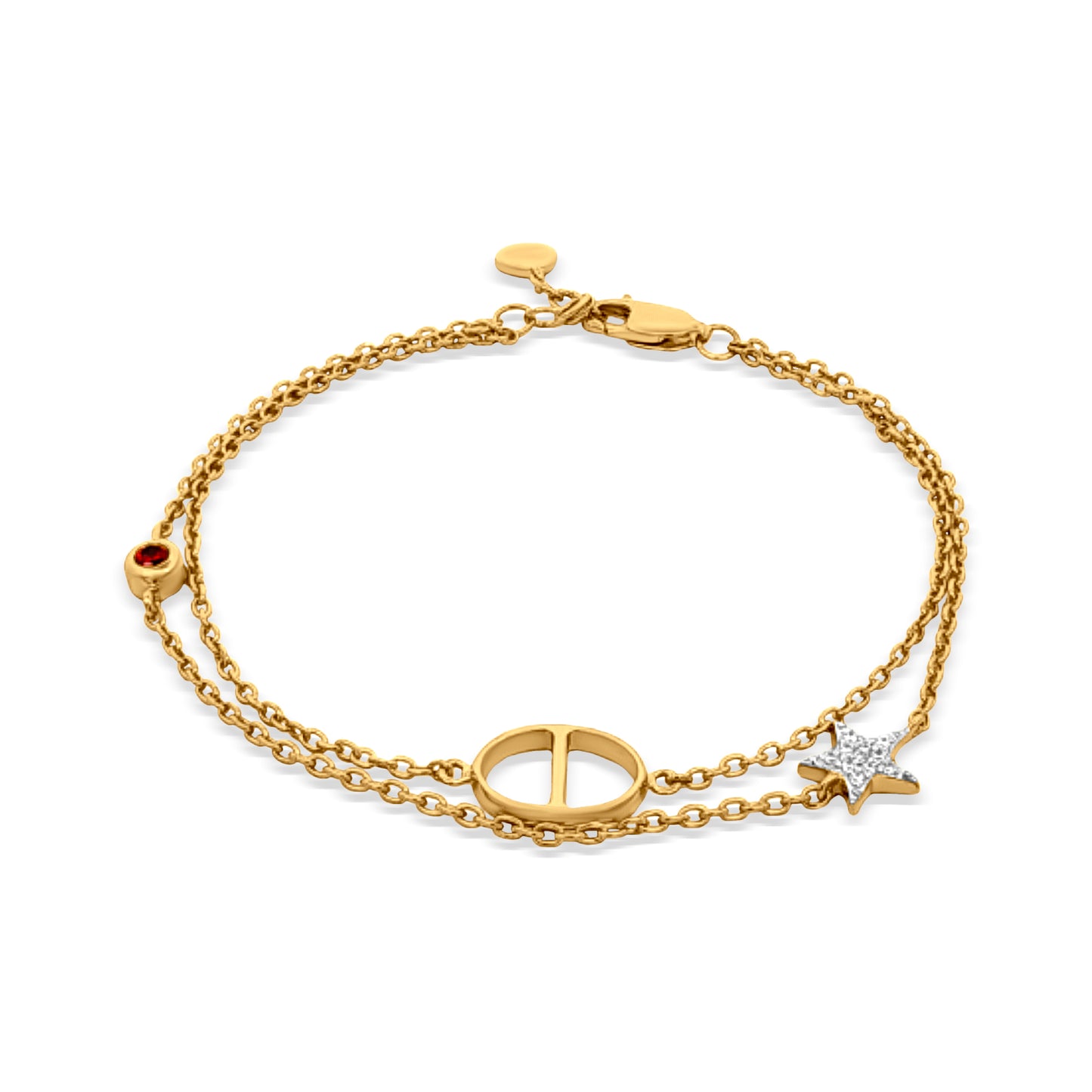 Sterling Silver Gold-Tone Double-Strand Bracelet with Charms