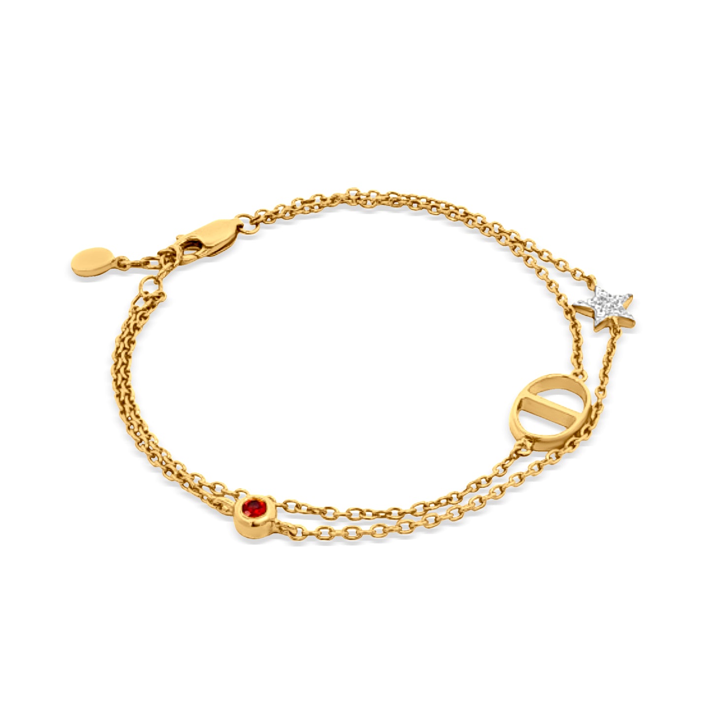 Sterling Silver Gold-Tone Double-Strand Bracelet with Charms