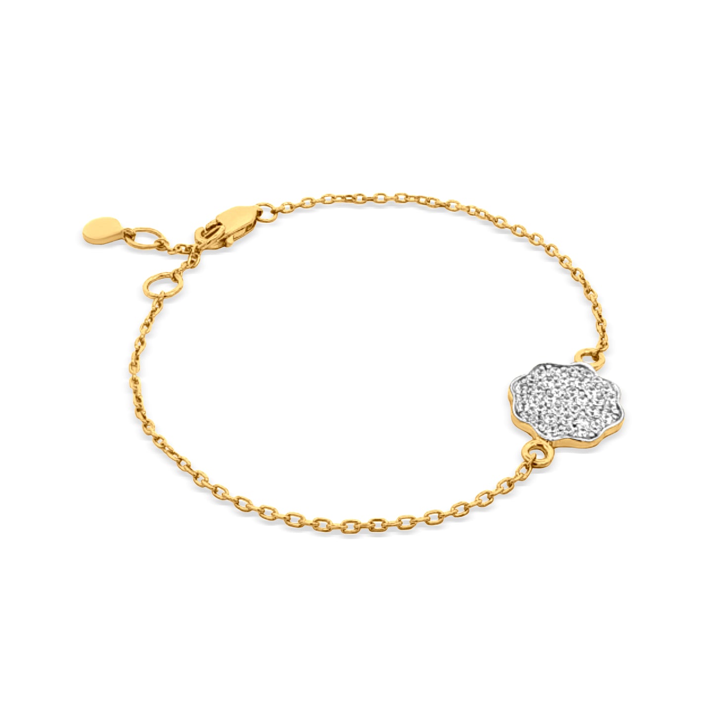 Cable Chain Sterling Silver Bracelet with Diamond-Like Stone